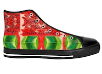 a women's red and green high top sneaker