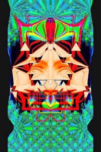 a colorful psychedelic design on a black background