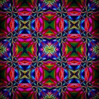 a colorful psychedelic pattern on a black background