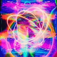 a psychedelic image with a rainbow colored background