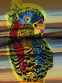 a colorful parrot sitting on a beach