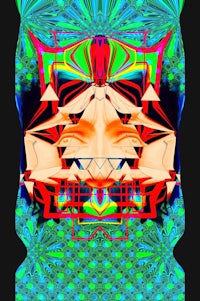 a colorful psychedelic design on a black background